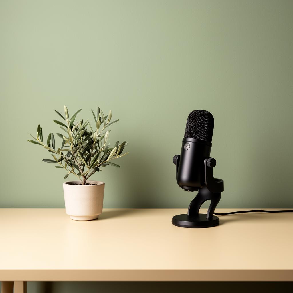 Minimalist podcast studio